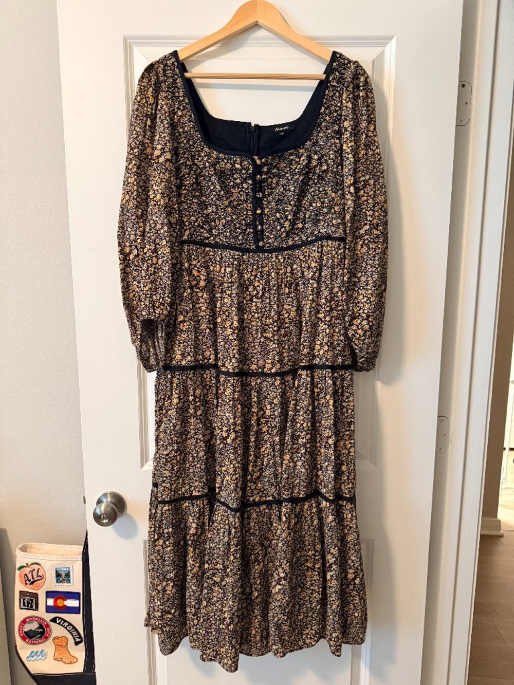 Madewell Tiered Bubble Sleeve Fall Floral Dress Size 10